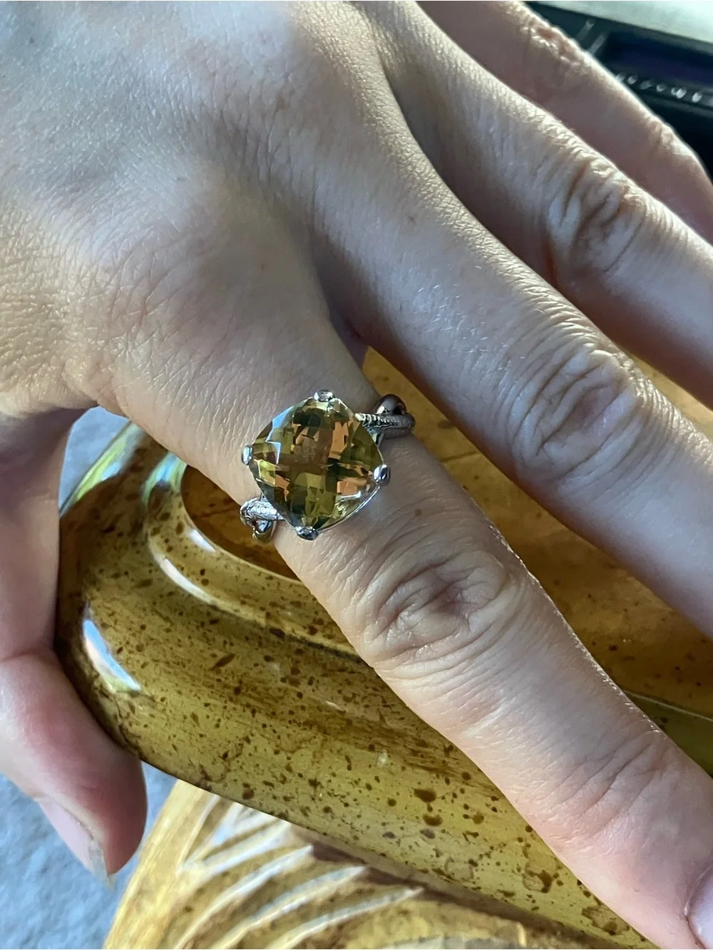 Brazilian Citrine Sterling Silver Ring Size 8.75